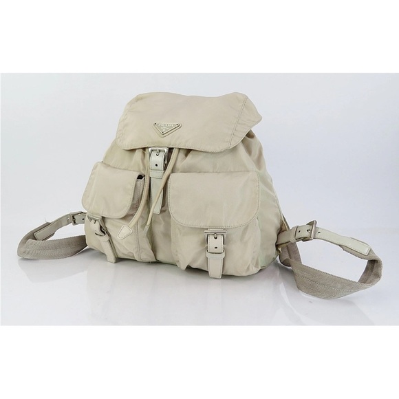 Prada Cream Backpack with Silver Logo main image 9
